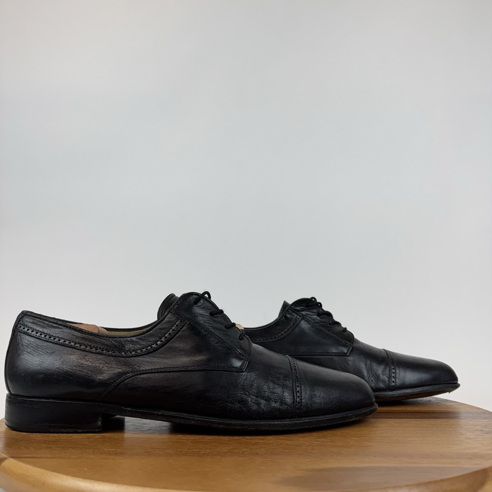 Mens Bally Switzerland Style Flex Black Leather Cap Toe Brogue Oxfords Size 12 D